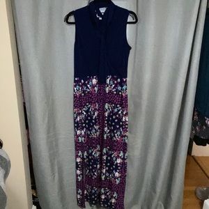 Leota Womens Blue Floral Maxi Dress L